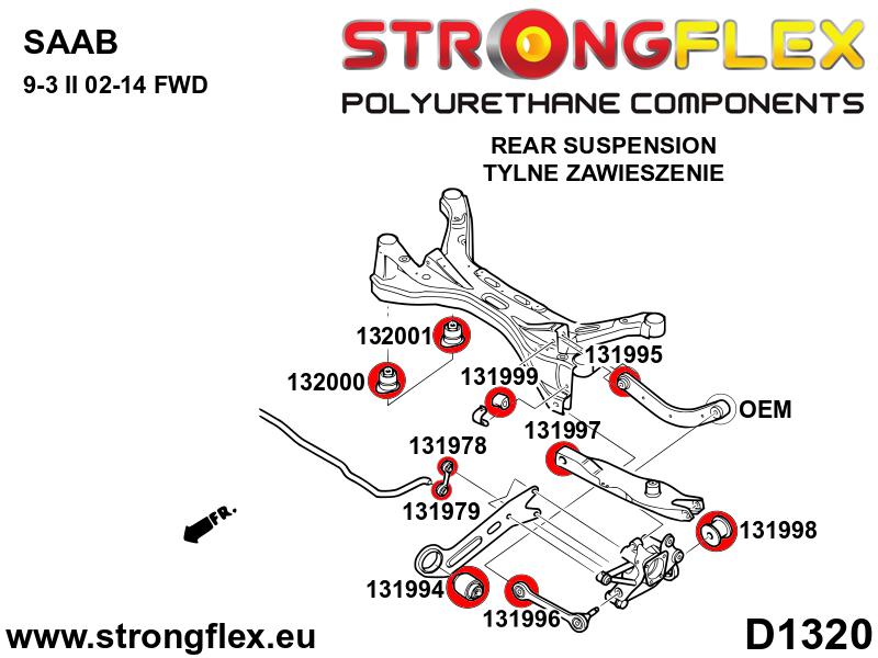 Strongflex Cadillac / Fiat Achteras-subframe rubber achter SPORT – 132001A 4 Strongflex Cadillac / Fiat Achteras-subframe rubber achter SPORT – 132001A – Bild 4