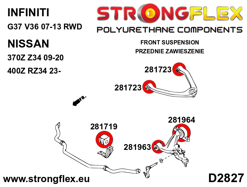 Strongflex Infiniti / Nissan Voorste stabilisatorrubber SPORT – 281719A 9 Strongflex Infiniti / Nissan Voorste stabilisatorrubber SPORT – 281719A