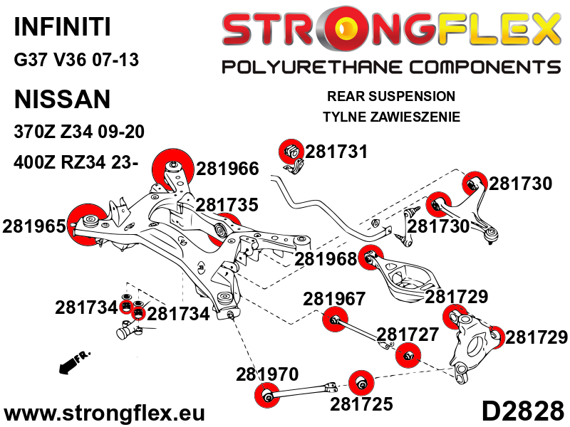 Strongflex Infiniti / Nissan Achteras bovenste draagarm rubber SPORT – 281730A 3 Strongflex Infiniti / Nissan Achteras bovenste draagarm rubber SPORT – 281730A – Image 3