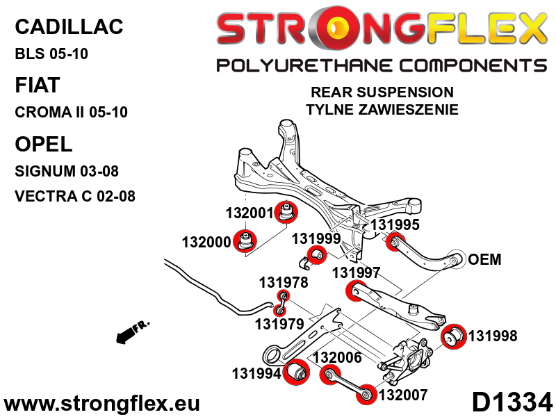 Strongflex Cadillac / Fiat Achterste subframe rubbers – 136243B 5 Strongflex Cadillac / Fiat Achterste subframe rubbers – 136243B – Image 5