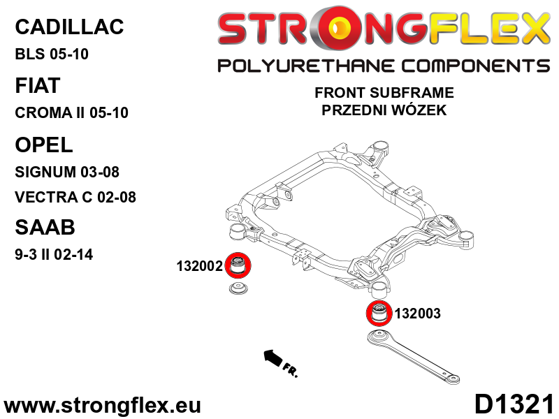 Strongflex Cadillac / Fiat Vooras-subframe – rubberset SPORT – 136244A 3 Strongflex Cadillac / Fiat Vooras-subframe – rubberset SPORT – 136244A – Image 3