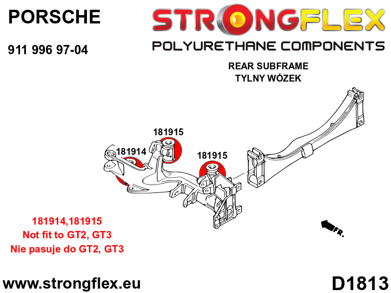 Strongflex Porsche Achterste subframe rubberset SPORT – 186104A 2 Strongflex Porsche Achterste subframe rubberset SPORT – 186104A – Bild 2