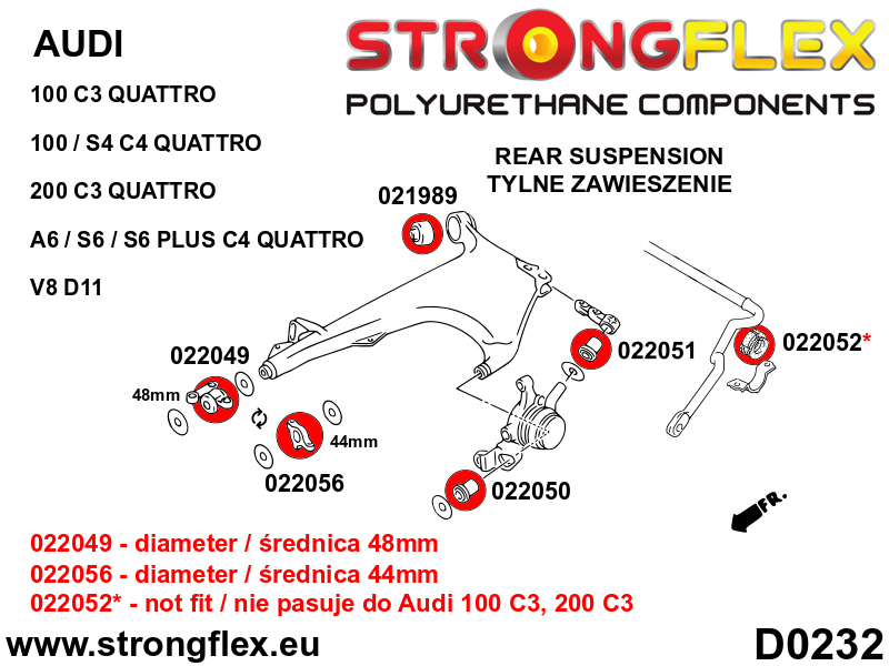 Strongflex Audi Achterste ophangrubberset – 026269B 2 Strongflex Audi Achterste ophangrubberset – 026269B – Image 2