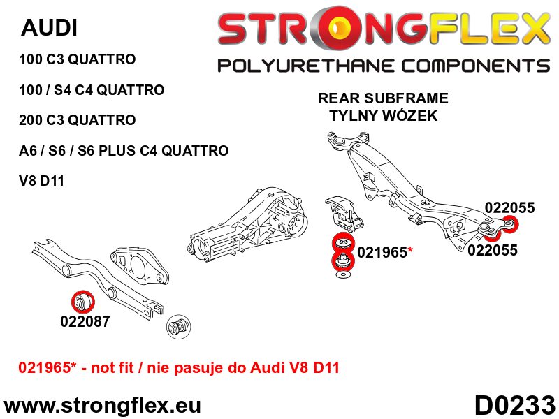 Strongflex Audi Achterste differentieel voorste balk rubbering – binnenste SPORT – 022087A 2 Strongflex Audi Achterste differentieel voorste balk rubbering – binnenste SPORT – 022087A – Image 2
