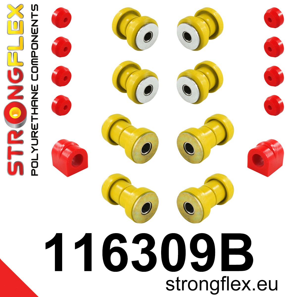 Strongflex Mercedes Voorste ophangrubberset – 116309B 1 Strongflex Mercedes Voorste ophangrubberset – 116309B