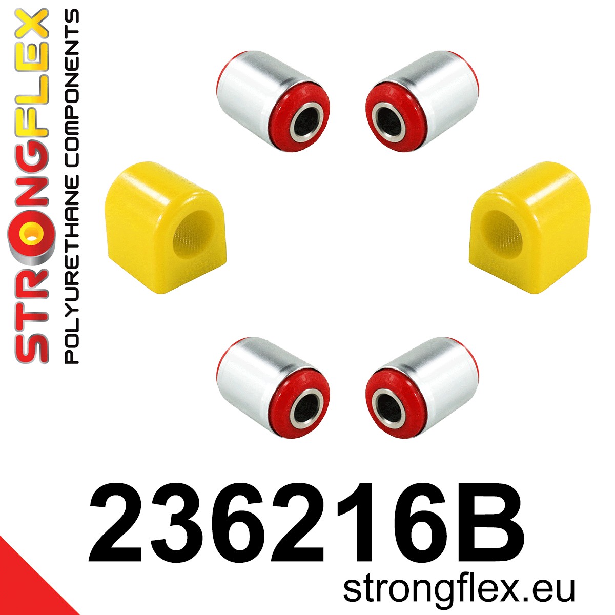 Strongflex Volvo Voorste ophangrubberset – 236216B 1 Strongflex Volvo Voorste ophangrubberset – 236216B