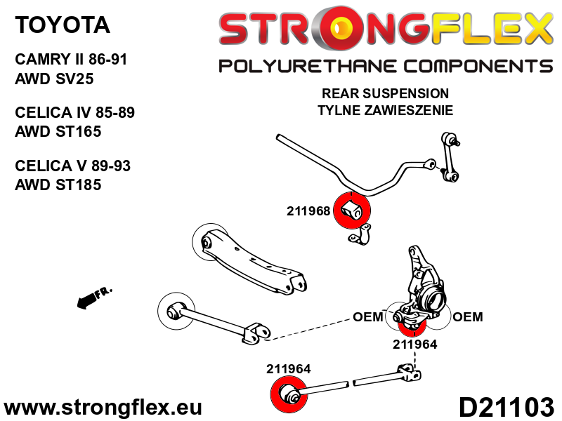Strongflex Lexus / Toyota Achterste langsdraagarmrubber – 211964B 17 Strongflex Lexus / Toyota Achterste langsdraagarmrubber – 211964B – Image 17