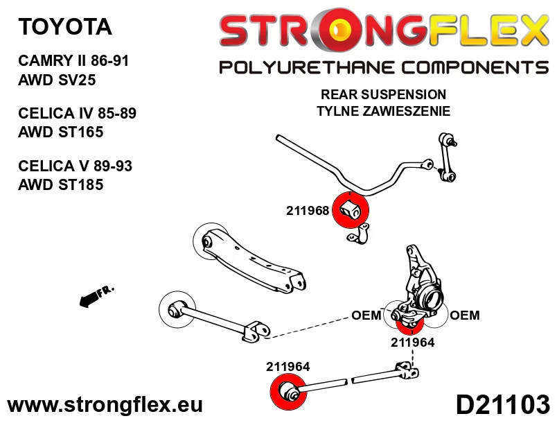 Strongflex Toyota Camry / Carina / Celica Achterste stabilisatorrubber SPORT – 211968A 7 Strongflex Toyota Camry / Carina / Celica Achterste stabilisatorrubber SPORT – 211968A – Image 7