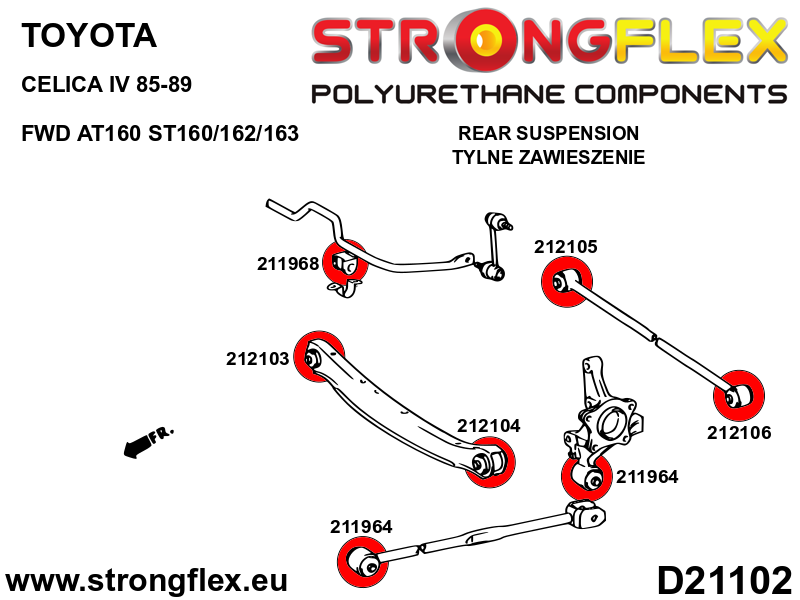 Strongflex Toyota Achterste draagarm rubber – outside SPORT – 212104A 2 Strongflex Toyota Achterste draagarm rubber – outside SPORT – 212104A - Image 2