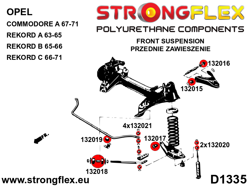 Strongflex Opel Vauxhall Voorste spoorstang naar chassis rubber SPORT – 132018A 2 Strongflex Opel Vauxhall Voorste spoorstang naar chassis rubber SPORT – 132018A – Bild 2