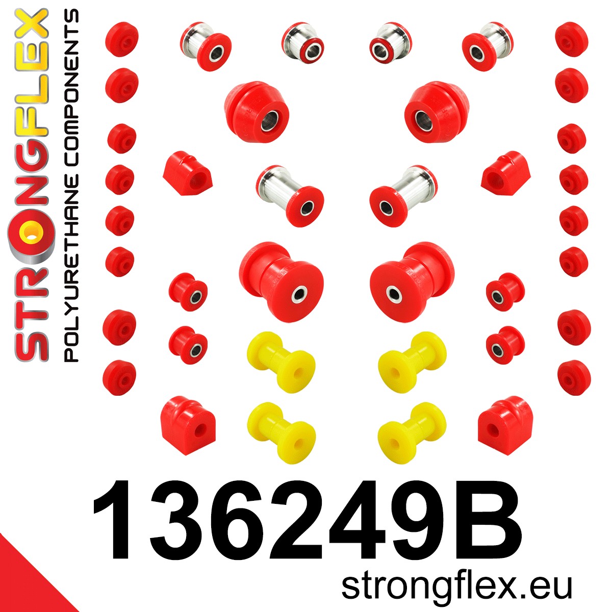 Strongflex Opel Vauxhall Complete polyurethaan ophangrubberset – 136249B 1 Strongflex Opel Vauxhall Complete polyurethaan ophangrubberset – 136249B