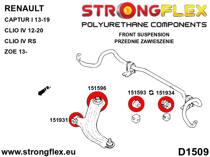 Strongflex Renault Silentbloc de barre stabilisatrice avant – 151593B 3 Strongflex Renault Silentbloc de barre stabilisatrice avant – 151593B