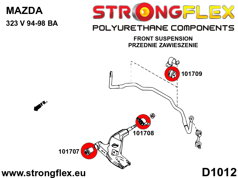 Strongflex Mazda 323 Voorste draagarm- voorste rubber SPORT – 101707A 3 Strongflex Mazda 323 Voorste draagarm- voorste rubber SPORT – 101707A – Bild 3