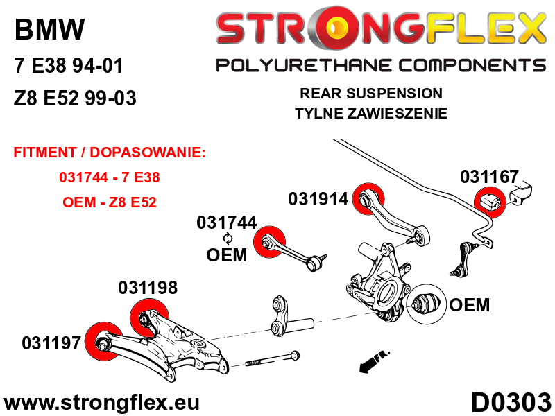 Strongflex BMW Z8/E52 Complete ophangrubberset – 036132B 7 Strongflex BMW Z8/E52 Complete ophangrubberset – 036132B – Bild 7