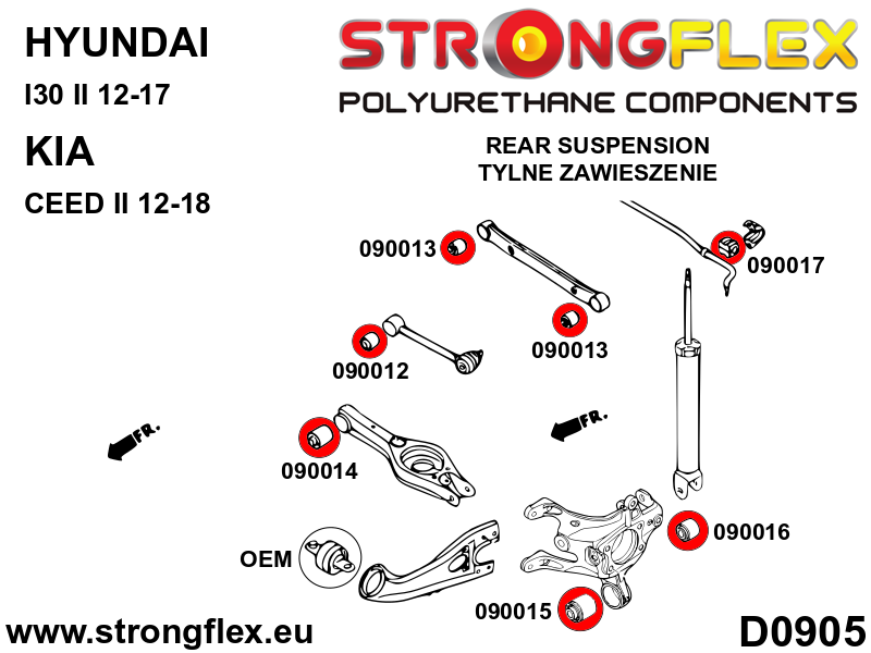 Strongflex Hyundai Achteras onderste draagarm - binnenste rubbering SPORT – 090014A 2 Strongflex Hyundai Achteras onderste draagarm - binnenste rubbering SPORT – 090014A - Afbeelding 2