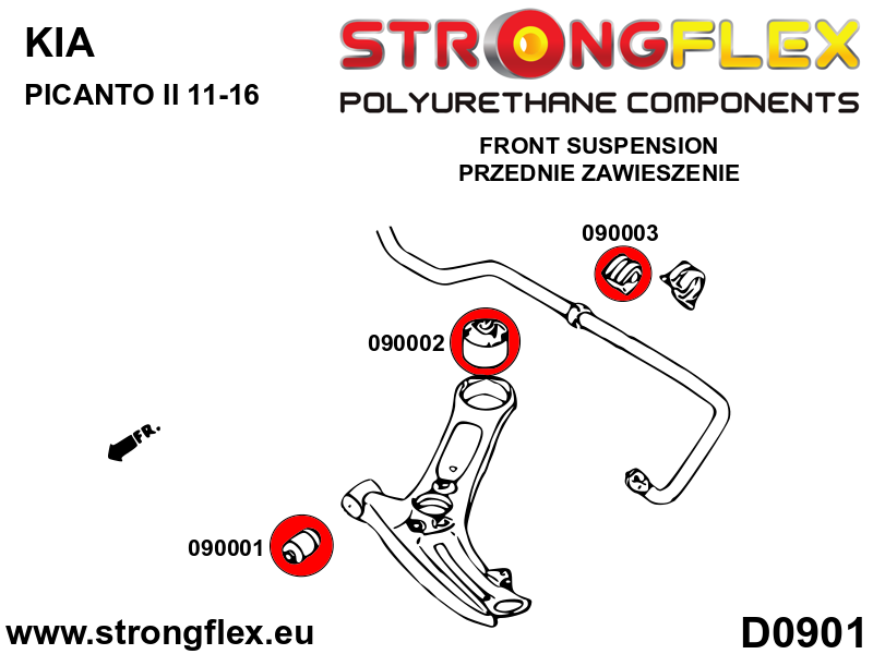 Strongflex Kia Vooras draagarm rubber voor SPORT – 090001A 2 Strongflex Kia Vooras draagarm rubber voor SPORT – 090001A – Image 2