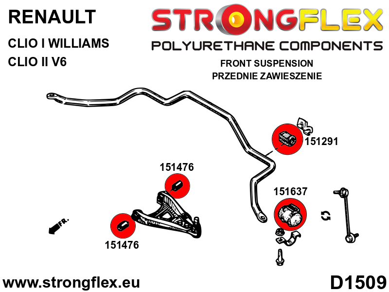 Strongflex Renault Voorste ophangrubberset SPORT – 156080A 2 Strongflex Renault Voorste ophangrubberset SPORT – 156080A – Image 2