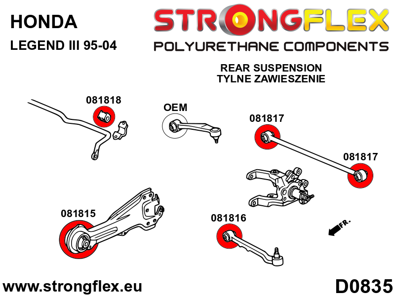 Strongflex Honda CR-V / FR-V / Legend Achterste stabilisatorrubber – 081818B 3 Strongflex Honda CR-V / FR-V / Legend Achterste stabilisatorrubber – 081818B – Image 3