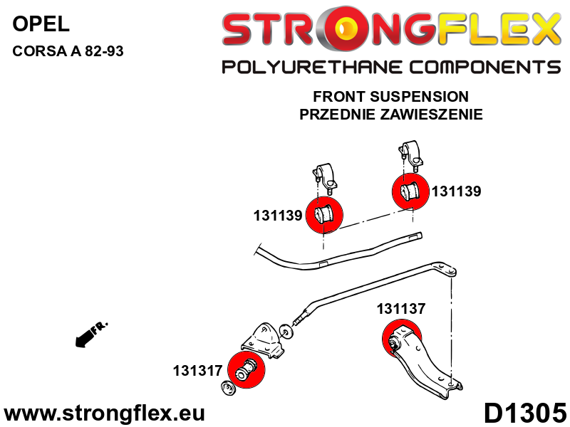 Strongflex Opel Vauxhall Voorste stabilisatorrubber – 131139B 2 Strongflex Opel Vauxhall Voorste stabilisatorrubber – 131139B – Image 2