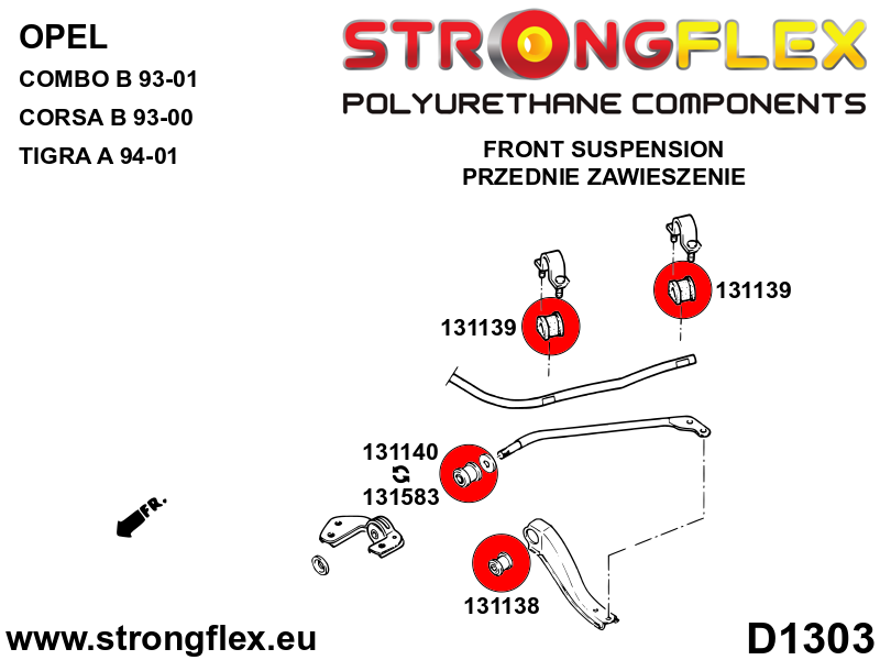 Strongflex Opel Vauxhall Voorste stabilisatorrubber – 131139B 3 Strongflex Opel Vauxhall Voorste stabilisatorrubber – 131139B – Image 3