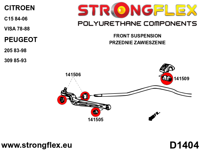 Strongflex Citroën Voorste stabilisatorrubber – 141509B 3 Strongflex Citroën Voorste stabilisatorrubber – 141509B - Afbeelding 3
