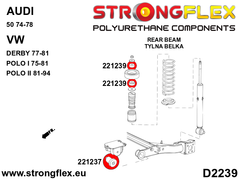 Strongflex Audi Achterste schokdemper bevestiging rubber – 221239B 2 Strongflex Audi Achterste schokdemper bevestiging rubber – 221239B – Image 2