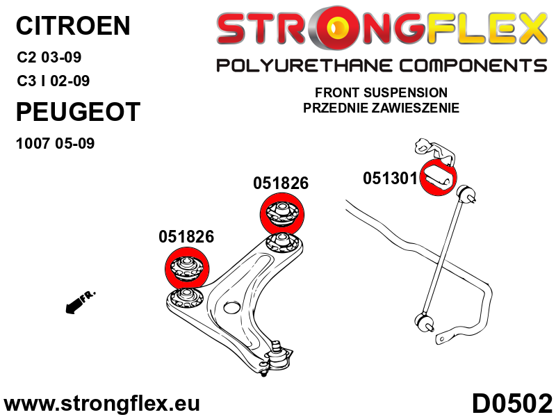 Strongflex Citroën / Peugeot Voorste stabilisatorrubber – 051301B 3 Strongflex Citroën / Peugeot Voorste stabilisatorrubber – 051301B – Bild 3
