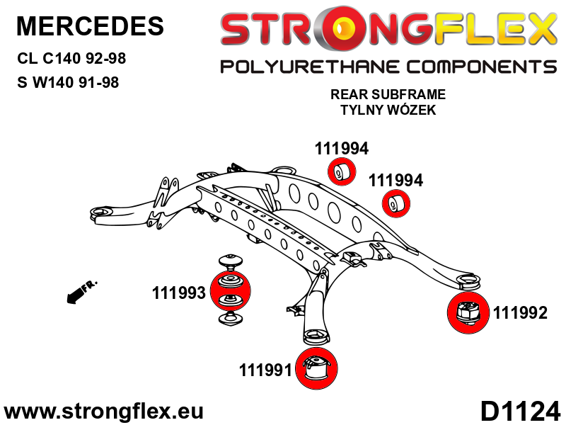 Strongflex Mercedes CL / S-Klasse Polyurethaan rubberset voor- en achteras SPORT – 116250A 17 Strongflex Mercedes CL / S-Klasse Polyurethaan rubberset voor- en achteras SPORT – 116250A – Bild 17