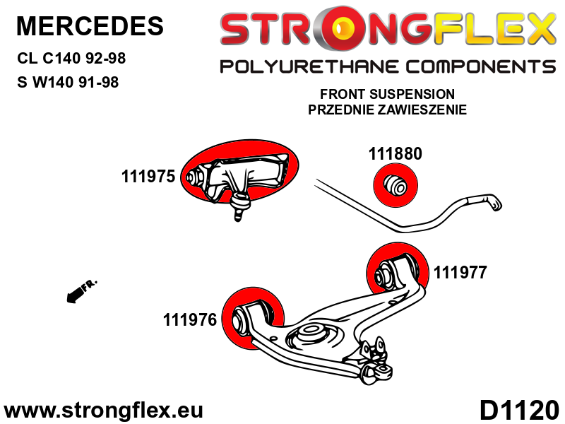 Strongflex Mercedes CL / S-Klasse Voorste onderste draagarm - voorste rubber SPORT – 111976A 3 Strongflex Mercedes CL / S-Klasse Voorste onderste draagarm - voorste rubber SPORT – 111976A – Image 3