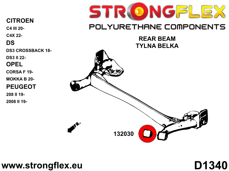 Strongflex Peugeot Achteras-subframe rubber SPORT – 132030A 2 Strongflex Peugeot Achteras-subframe rubber SPORT – 132030A – Image 2