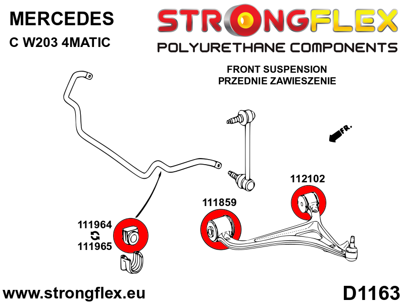 Strongflex Mercedes Vooras onderste draagarm - voorste / achterste rubber – 111859B 3 Strongflex Mercedes Vooras onderste draagarm - voorste / achterste rubber – 111859B – Image 3
