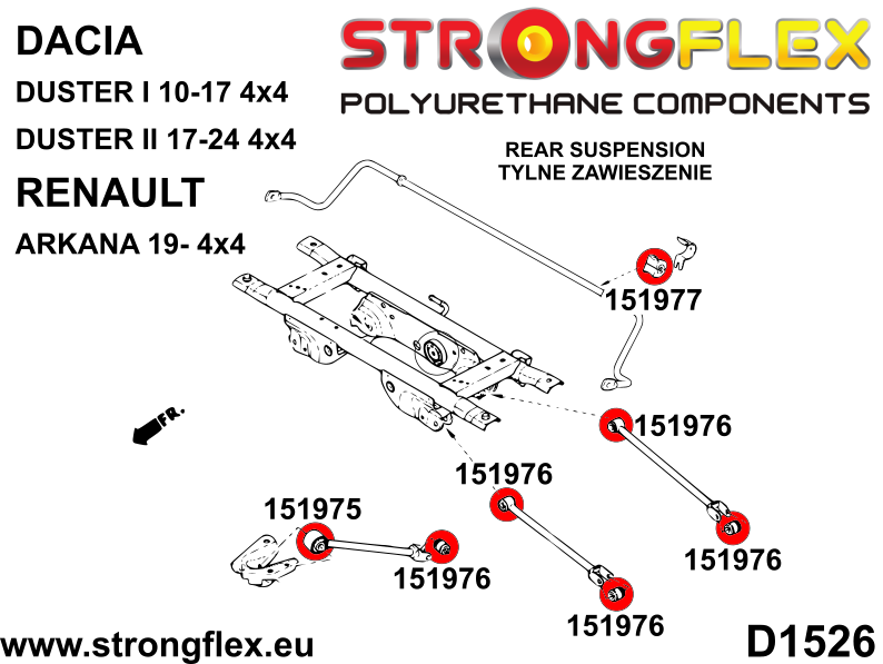 Strongflex Dacia Achterste stabilisator rubber – 151977B 2 Strongflex Dacia Achterste stabilisator rubber – 151977B - Afbeelding 2