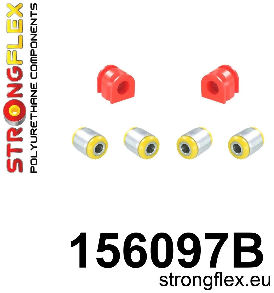 Strongflex Dacia Voorste ophangrubberset – 156097B 1 Strongflex Dacia Voorste ophangrubberset – 156097B