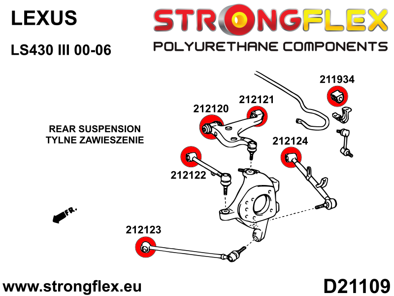 Strongflex Lexus Achterste spoorstelarm rubber SPORT – 212122A 2 Strongflex Lexus Achterste spoorstelarm rubber SPORT – 212122A – Image 2