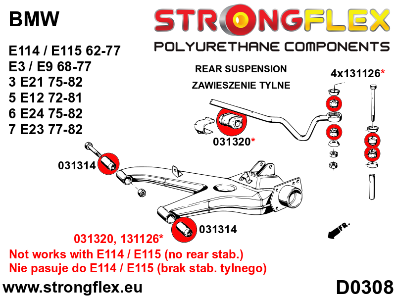 Strongflex BMW E114/E115/E24 Koppelstangrubber SPORT – 131126A 10 Strongflex BMW E114/E115/E24 Koppelstangrubber SPORT – 131126A - Afbeelding 10