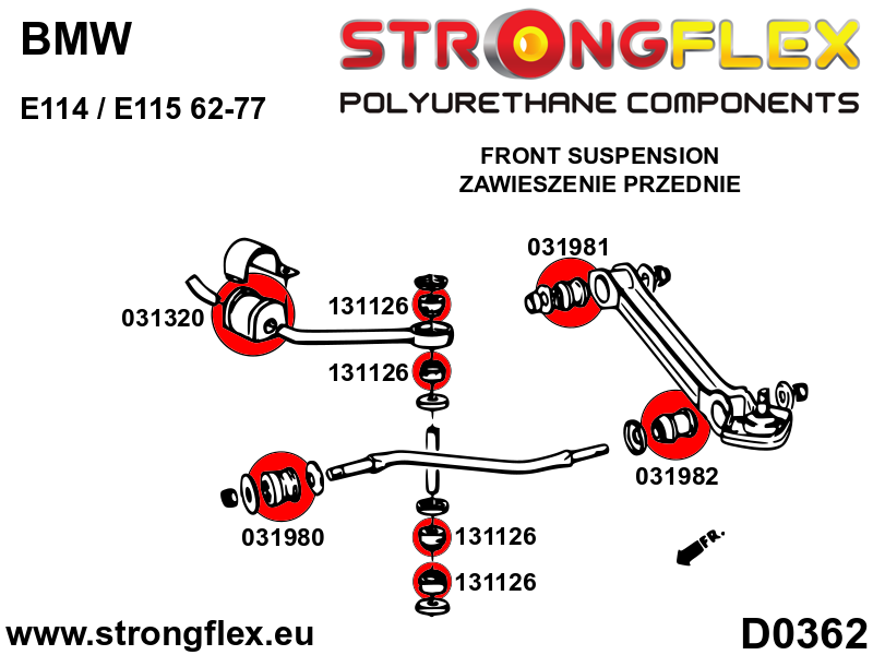 Strongflex BMW E114/E115/E24 Koppelstangrubber SPORT – 131126A 12 Strongflex BMW E114/E115/E24 Koppelstangrubber SPORT – 131126A - Afbeelding 12