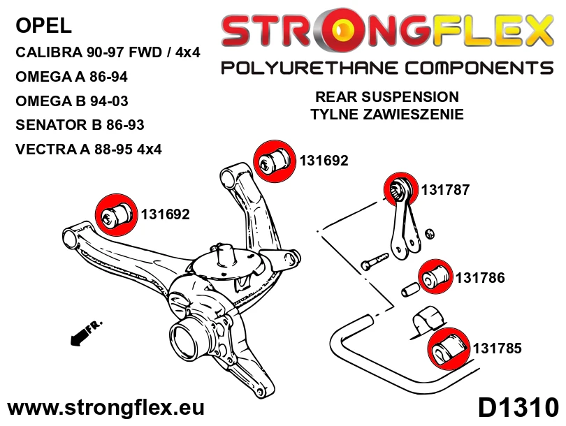 Strongflex Opel Vauxhall Achterste langsdraagarm rubber SPORT – 131692A 2 Strongflex Opel Vauxhall Achterste langsdraagarm rubber SPORT – 131692A – Image 2