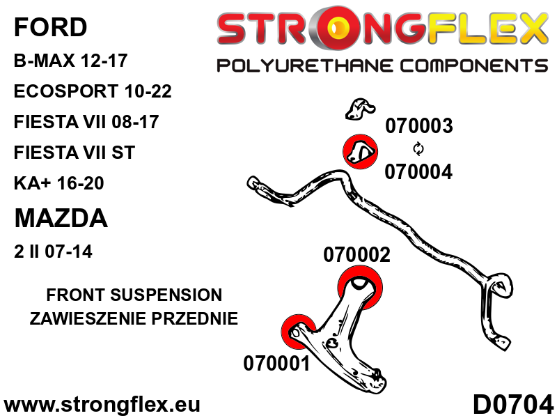 Strongflex Ford Voorste draagarm – achterste rubber SPORT – 070017A 3 Strongflex Ford Voorste draagarm – achterste rubber SPORT – 070017A – Bild 3