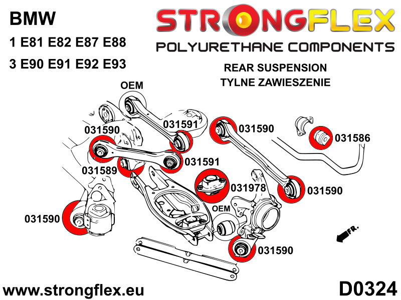 Strongflex BMW E81/E82/E87 Complete polyurethaan rubberset voor- en achteras SPORT – 036215A 10 Strongflex BMW E81/E82/E87 Complete polyurethaan rubberset voor- en achteras SPORT – 036215A - Image 10