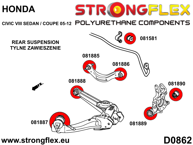Strongflex Honda Achterste ophangrubberset SPORT – 086255A 2 Strongflex Honda Achterste ophangrubberset SPORT – 086255A – Image 2