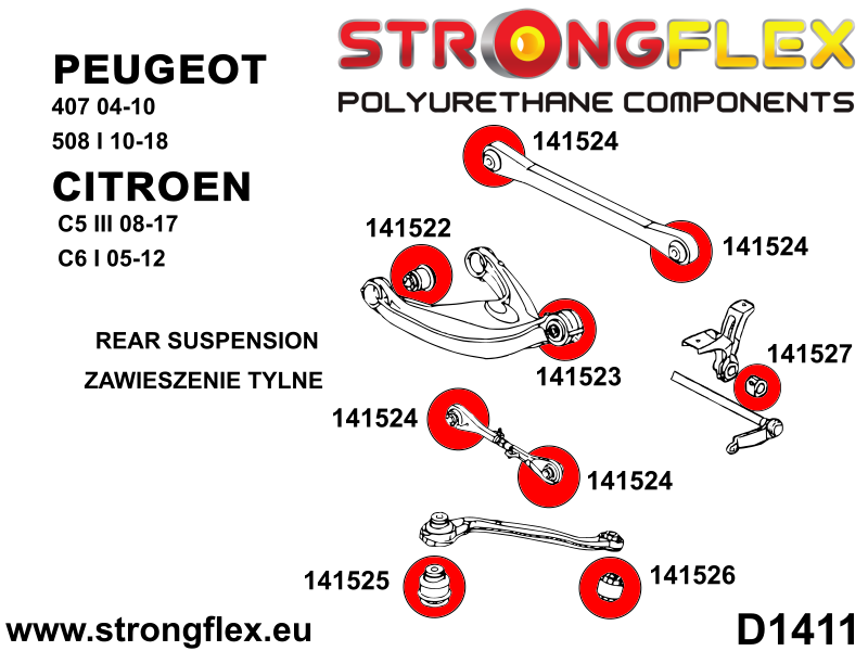Strongflex Citroën Achterste langsdraagarm – achterste rubber SPORT – 141526A 2 Strongflex Citroën Achterste langsdraagarm – achterste rubber SPORT – 141526A – Image 2