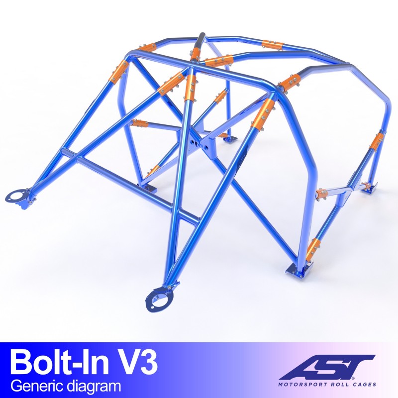 AST Bolt-in Roll Cage BMW E36 Compact V3 2 Close-up of the door bars of the AST roll cage in a BMW E36 Compact
