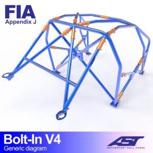 Bolt-in R35 V4 roll cage by AST Roll Cages with FIA connecting sleeves for the Nissan GT-R R35 Coupé