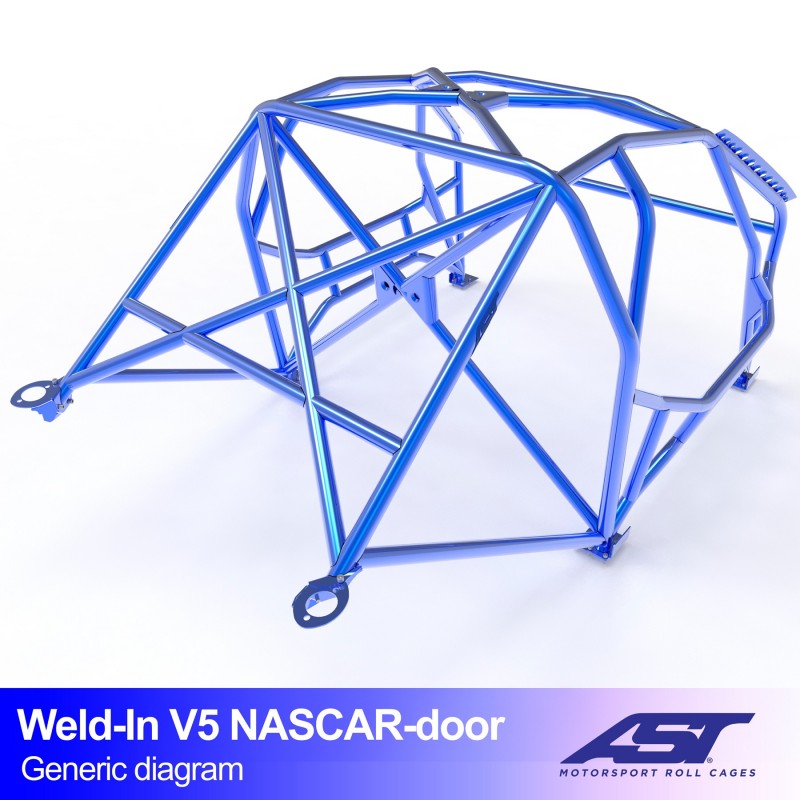 AST Inlas Rolkooi BMW E30 Sedan AWD V5 NASCAR-deur 2 Detailfoto van de complete balkenset en de NASCAR-deurbuizen van de AST inlas rolkooi voor de BMW E30 325iX Sedan