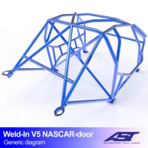 Inlas 350Z V5 NASCAR rolkooi van AST Roll Cages met complete balkenset en NASCAR-deurbalken voor de Nissan 350Z Z33