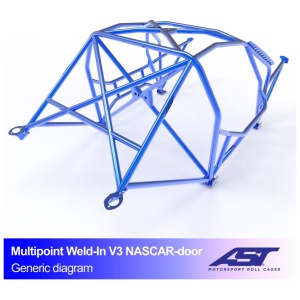 Multipoint E30 Coupé V3 NASCAR rolkooi van AST Roll Cages voor de achterwielaangedreven BMW E30 Coupé