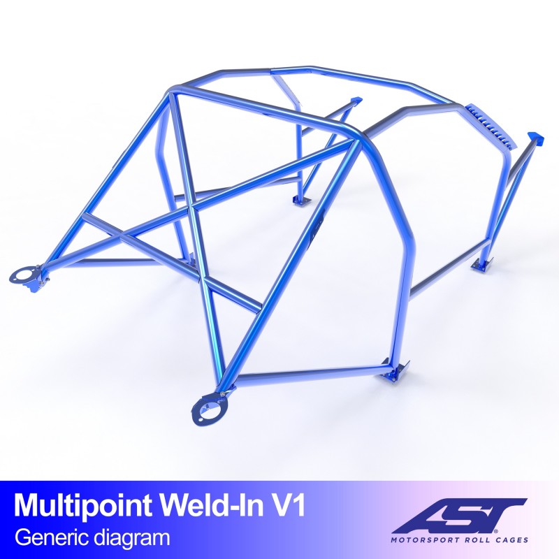 AST Multipoint Weld-in Roll Cage BMW E30 Sedan V1 2 Detail van de tien laspunten en versterkingsplaten in de BMW E30 4-deurs Sedan