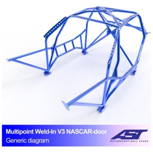 Multipoint E30 Sedan V3 NASCAR rolkooi van AST Roll Cages voor de achterwielaangedreven BMW E30 Sedan