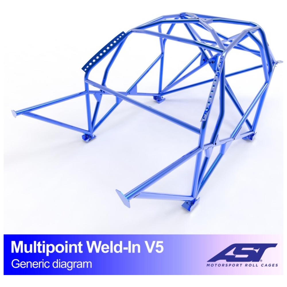 Multipoint E30 Sedan V5 rolkooi van AST Roll Cages voor de BMW E30 Sedan