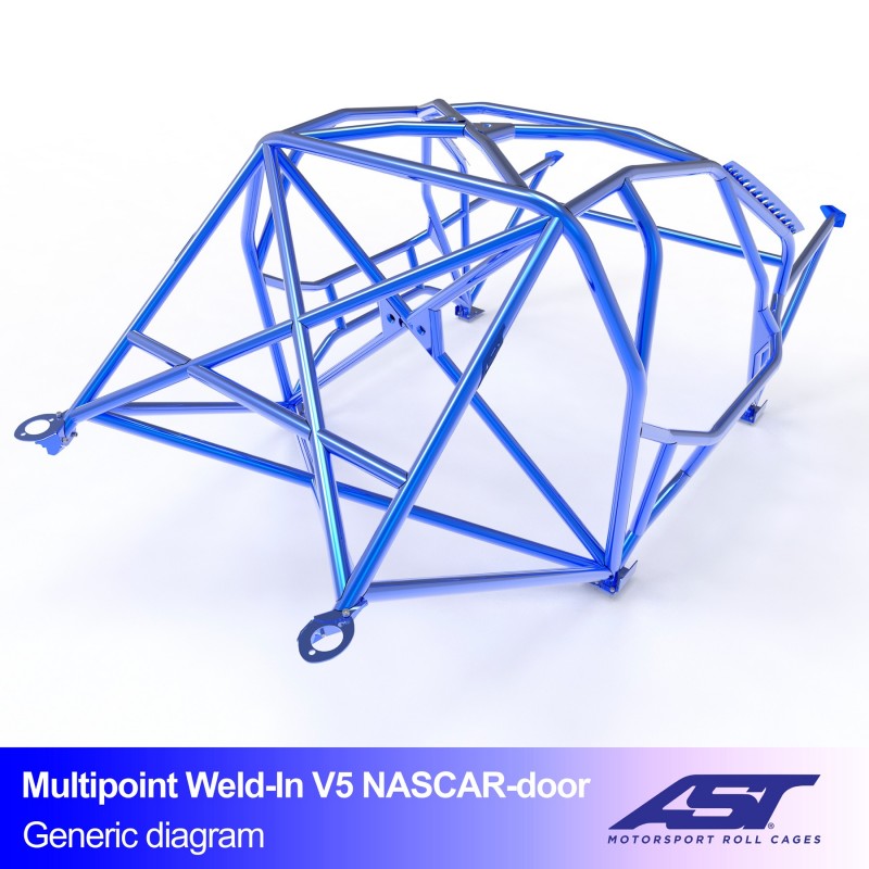 AST Multipoint Inlas Rolkooi BMW E30 Sedan V5 NASCAR-deur 2 Detailweergave van de complete balkenset met NASCAR-deurbuizen van de AST multipoint inlas rolkooi voor de BMW E30 Sedan